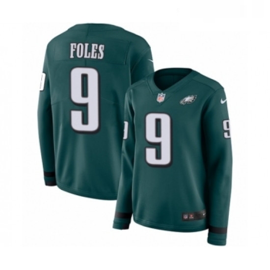 Womens Nike Philadelphia Eagles 9 Nick Foles Limited Green Therma Long Sleeve NFL Jersey Womens Nike Philadelphia Eagles 9 Nick Foles Limited Green Therma Long Sleeve NFL Jersey