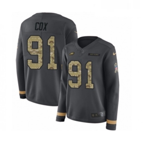 Womens Nike Philadelphia Eagles 91 Fletcher Cox Limited Black Salute to Service Therma Long Sleeve NFL Jersey Womens Nike Philadelphia Eagles 91 Fletcher Cox Limited Black Salute to Service Therma Long Sleeve NFL Jersey