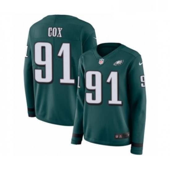 Womens Nike Philadelphia Eagles 91 Fletcher Cox Limited Green Therma Long Sleeve NFL Jersey Womens Nike Philadelphia Eagles 91 Fletcher Cox Limited Green Therma Long Sleeve NFL Jersey