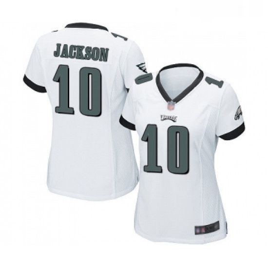 Womens Philadelphia Eagles 10 DeSean Jackson Game White Football Jersey Womens Philadelphia Eagles 10 DeSean Jackson Game White Football Jersey
