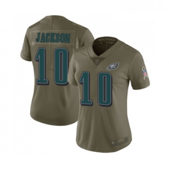 Womens Philadelphia Eagles 10 DeSean Jackson Limited Olive 2017 Salute to Service Football Jersey Womens Philadelphia Eagles 10 DeSean Jackson Limited Olive 2017 Salute to Service Football Jersey