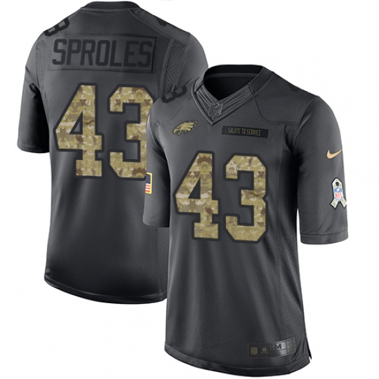 Nike Eagles #43 Darren Sproles Black Youth Stitched NFL Limited 2016 Salute to Service Jersey Nike Eagles #43 Darren Sproles Black Youth Stitched NFL Limited 2016 Salute to Service Jersey