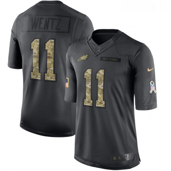 Youth Nike Philadelphia Eagles 11 Carson Wentz Limited Black 2016 Salute to Service NFL Jersey Youth Nike Philadelphia Eagles 11 Carson Wentz Limited Black 2016 Salute to Service NFL Jersey