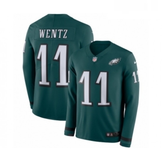 Youth Nike Philadelphia Eagles 11 Carson Wentz Limited Green Therma Long Sleeve NFL Jersey Youth Nike Philadelphia Eagles 11 Carson Wentz Limited Green Therma Long Sleeve NFL Jersey
