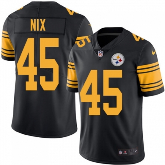 Men Nike Pittsburgh Steelers #45 Roosevelt Nix Black Color Rush Limited Jersey Men Nike Pittsburgh Steelers #45 Roosevelt Nix Black Color Rush Limited Jersey