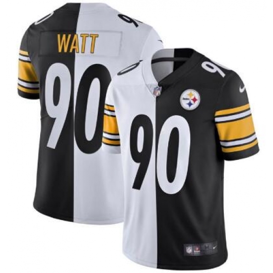 Men Nike Steelers 90 T J Watt Black And White Split Vapor Untouchable Limited Jersey II Men Nike Steelers 90 T J Watt Black And White Split Vapor Untouchable Limited Jersey II
