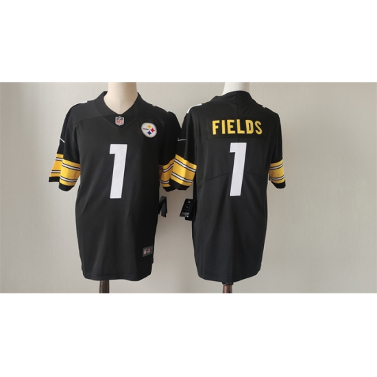 Men Pittsburgh Steelers 1 Justin Fields Black Vapor Untouchable Limited Stitched Jersey Men Pittsburgh Steelers 1 Justin Fields Black Vapor Untouchable Limited Stitched Jersey