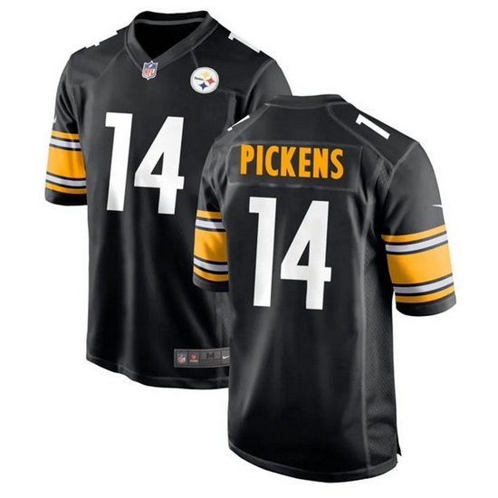 Men Pittsburgh Steelers 14 George Pickens Black Stitched Jerse Men Pittsburgh Steelers 14 George Pickens Black Stitched Jerse