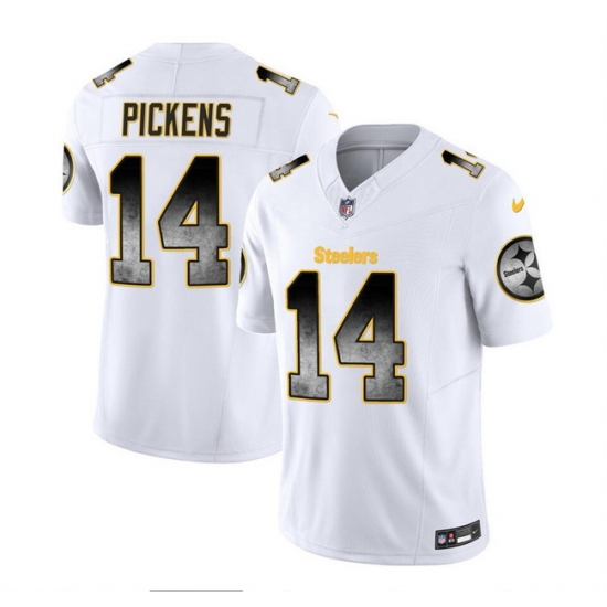 Men Pittsburgh Steelers 14 George Pickens White 2023 F U S E Smoke Vapor Untouchable Limited Stitched Jersey Men Pittsburgh Steelers 14 George Pickens White 2023 F U S E Smoke Vapor Untouchable Limited Stitched Jersey