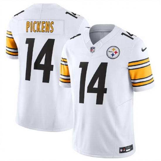 Men Pittsburgh Steelers 14 George Pickens White 2023 F U S E Vapor Untouchable Limited Stitched Jersey Men Pittsburgh Steelers 14 George Pickens White 2023 F U S E Vapor Untouchable Limited Stitched Jersey