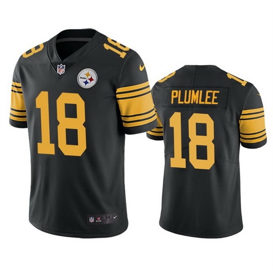 Men Pittsburgh Steelers 18 John Rhys Plumlee Black Color Rush Untouchable Limited Stitched Jersey Men Pittsburgh Steelers 18 John Rhys Plumlee Black Color Rush Untouchable Limited Stitched Jersey