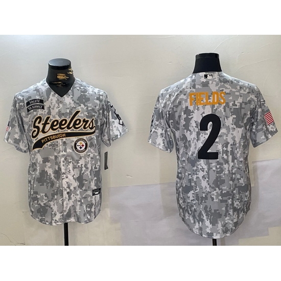 Men Pittsburgh Steelers 2 Justin Fields 2024 Arctic Camo Salute To Service Stitched Baseball Jersey 1 Men Pittsburgh Steelers 2 Justin Fields 2024 Arctic Camo Salute To Service Stitched Baseball Jersey 1