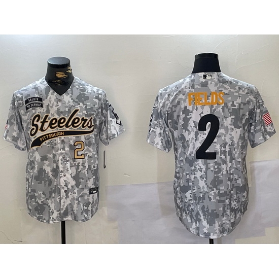 Men Pittsburgh Steelers 2 Justin Fields 2024 Arctic Camo Salute To Service Stitched Baseball Jersey 2 Men Pittsburgh Steelers 2 Justin Fields 2024 Arctic Camo Salute To Service Stitched Baseball Jersey 2