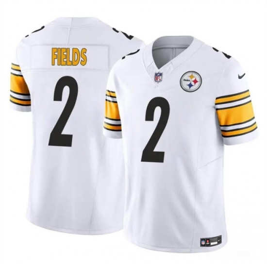 Men Pittsburgh Steelers 2 Justin Fields White 2024 F U S E Vapor Untouchable Limited Stitched Jersey Men Pittsburgh Steelers 2 Justin Fields White 2024 F U S E Vapor Untouchable Limited Stitched Jersey