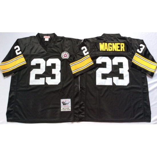 Men Pittsburgh Steelers 23 Mike Wagner Black M&N Throwback Jersey Men Pittsburgh Steelers 23 Mike Wagner Black M&N Throwback Jersey