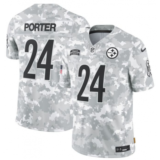 Men Pittsburgh Steelers #24 Joey Porter Jr. 2024 Arctic Camo Salute To Service Limited Stitched Football Jersey Men Pittsburgh Steelers #24 Joey Porter Jr. 2024 Arctic Camo Salute To Service Limited Stitched Football Jersey