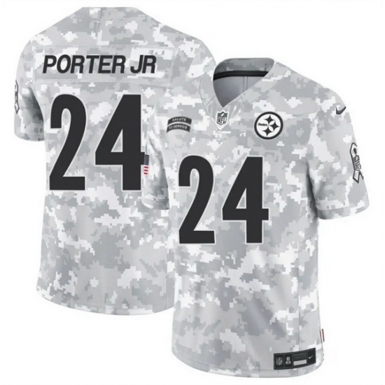 Men Pittsburgh Steelers 24 Joey Porter Jr 2024 F U S E Arctic Camo Salute To Service Limited Stitched Football Jersey Men Pittsburgh Steelers 24 Joey Porter Jr 2024 F U S E Arctic Camo Salute To Service Limited Stitched Football Jersey
