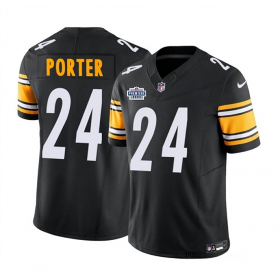 Men Pittsburgh Steelers 24 Joey Porter Jr Black 2023 F U S E With Prem1ere Patch Vapor Untouchable Limited Stitched Football Jersey Men Pittsburgh Steelers 24 Joey Porter Jr Black 2023 F U S E With Prem1ere Patch Vapor Untouchable Limited Stitched Football Jersey