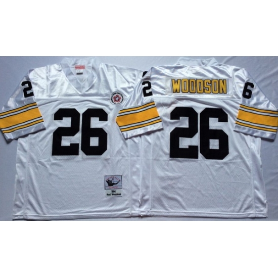 Men Pittsburgh Steelers 26 Rod Woodson White M&N Throwback Jersey Men Pittsburgh Steelers 26 Rod Woodson White M&N Throwback Jersey
