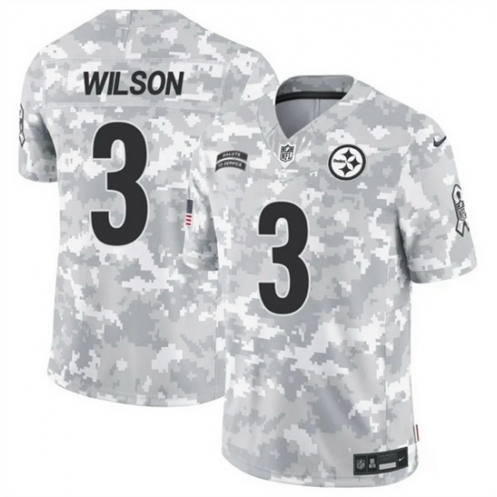 Men Pittsburgh Steelers 3 Russell Wilson 2024 F U S E Arctic Camo Salute To Service Limited Stitched Football Jersey Men Pittsburgh Steelers 3 Russell Wilson 2024 F U S E Arctic Camo Salute To Service Limited Stitched Football Jersey