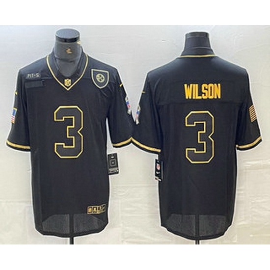 Men Pittsburgh Steelers 3 Russell Wilson Black Gold 2020 Salute To Service Stitched NFL Nike Limited Jersey Men Pittsburgh Steelers 3 Russell Wilson Black Gold 2020 Salute To Service Stitched NFL Nike Limited Jersey