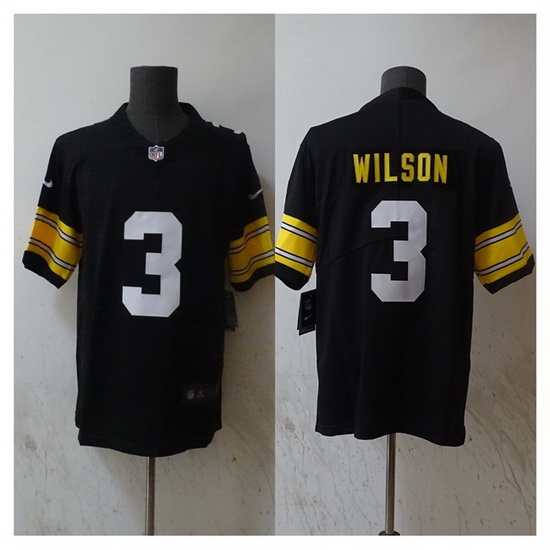 Men Pittsburgh Steelers 3 Russell Wilson Black Vapor Untouchable Limited Stitched Jersey Men Pittsburgh Steelers 3 Russell Wilson Black Vapor Untouchable Limited Stitched Jersey