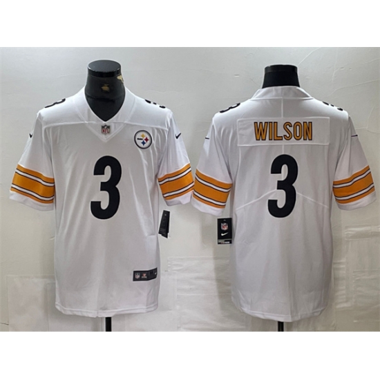 Men Pittsburgh Steelers 3 Russell Wilson White Vapor Untouchable Limited Stitched Jersey Men Pittsburgh Steelers 3 Russell Wilson White Vapor Untouchable Limited Stitched Jersey