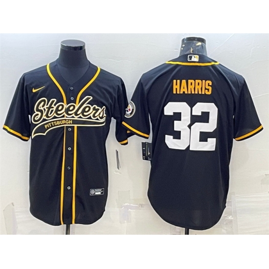 Men Pittsburgh Steelers 32 Franco Harris Black With Patch Cool Base Stitched Baseball JerseyS Men Pittsburgh Steelers 32 Franco Harris Black With Patch Cool Base Stitched Baseball JerseyS