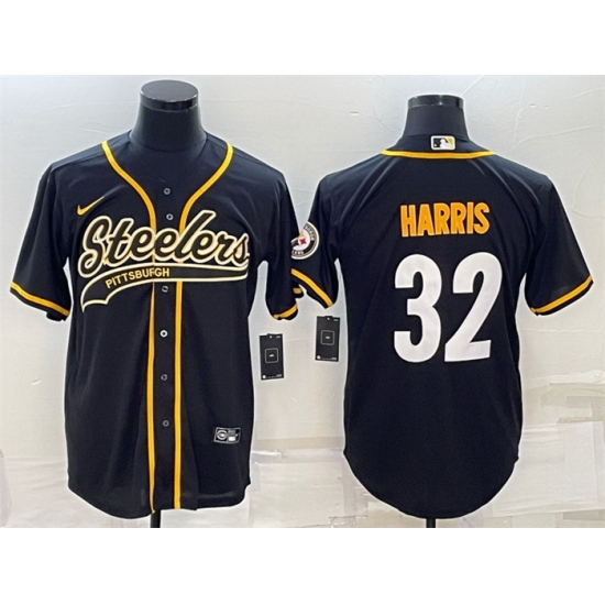 Men Pittsburgh Steelers 32 Franco Harris Black With Patch Cool Base Stitched Baseball Jersey Men Pittsburgh Steelers 32 Franco Harris Black With Patch Cool Base Stitched Baseball Jersey
