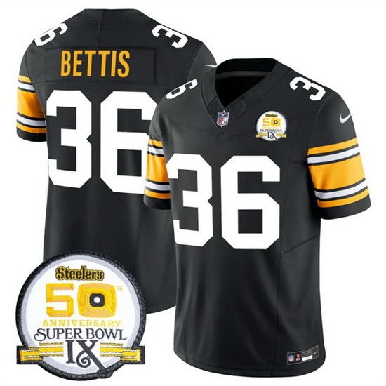 Men Pittsburgh Steelers 36 Jerome Bettis Black 2024 F U S E 50th Anniversary Of Super Bowl IX Vapor Untouchable Limited Stitched Jersey Men Pittsburgh Steelers 36 Jerome Bettis Black 2024 F U S E 50th Anniversary Of Super Bowl IX Vapor Untouchable Limited Stitched Jersey
