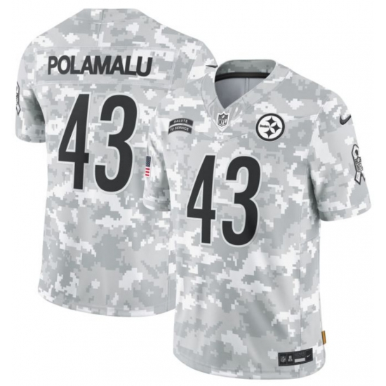 Men Pittsburgh Steelers 43 Troy Polamalu 2024 Arctic Camo Salute To Service Limited Stitched Football Jersey Men Pittsburgh Steelers 43 Troy Polamalu 2024 Arctic Camo Salute To Service Limited Stitched Football Jersey