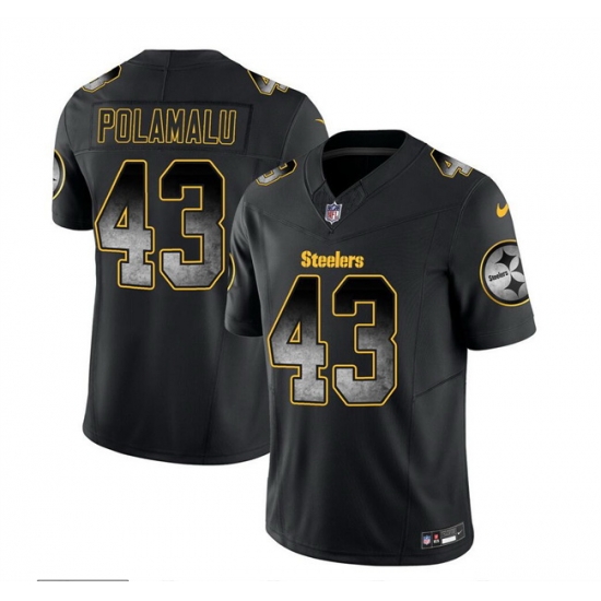 Men Pittsburgh Steelers 43 Troy Polamalu Black 2023 F U S E Smoke Vapor Untouchable Limited Stitched Jersey Men Pittsburgh Steelers 43 Troy Polamalu Black 2023 F U S E Smoke Vapor Untouchable Limited Stitched Jersey
