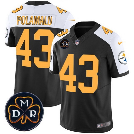 Men Pittsburgh Steelers 43 Troy Polamalu Black F U S E DMR Patch Untouchable Limited Stitched Football Jersey Men Pittsburgh Steelers 43 Troy Polamalu Black F U S E DMR Patch Untouchable Limited Stitched Football Jersey