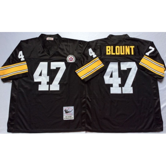Men Pittsburgh Steelers 47 Mel Blount Black M&N Throwback Jersey Men Pittsburgh Steelers 47 Mel Blount Black M&N Throwback Jersey