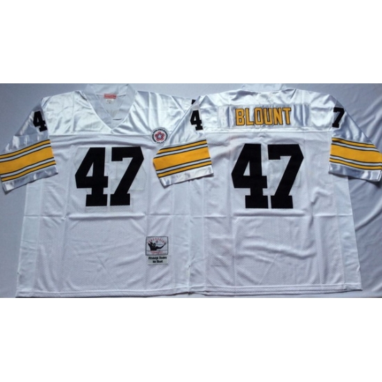 Men Pittsburgh Steelers 47 Mel Blount White M&N Throwback Jersey Men Pittsburgh Steelers 47 Mel Blount White M&N Throwback Jersey