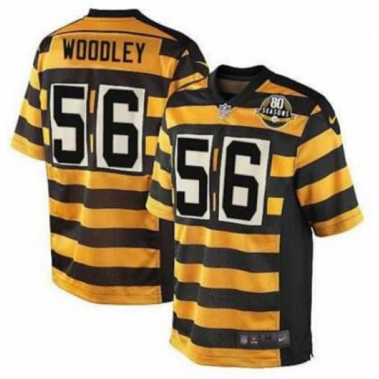 Men Pittsburgh Steelers 56 Lamarr Woodley Yellow Black 80 Season PatchThrowback Jersey Men Pittsburgh Steelers 56 Lamarr Woodley Yellow Black 80 Season PatchThrowback Jersey