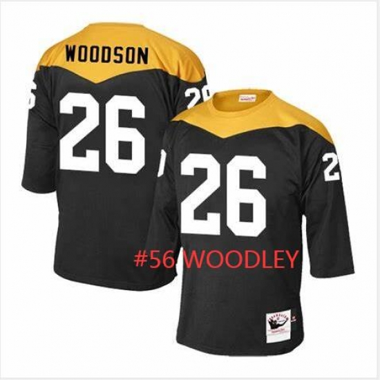 Men Pittsburgh Steelers 56 Lamarr Woodley Yellow Black Throwback Jersey Men Pittsburgh Steelers 56 Lamarr Woodley Yellow Black Throwback Jersey