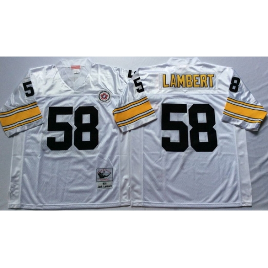 Men Pittsburgh Steelers 58 Jack Lambert White M&N Throwback Jersey Men Pittsburgh Steelers 58 Jack Lambert White M&N Throwback Jersey