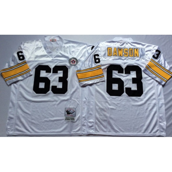 Men Pittsburgh Steelers 63 Dermontti Dawson White M&N Throwback Jersey Men Pittsburgh Steelers 63 Dermontti Dawson White M&N Throwback Jersey