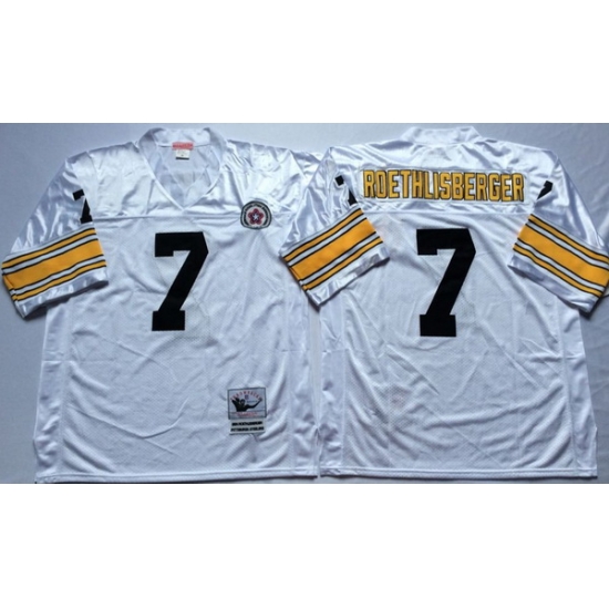 Men Pittsburgh Steelers 7 Ben Roethlisberger White M&N Throwback Jersey Men Pittsburgh Steelers 7 Ben Roethlisberger White M&N Throwback Jersey