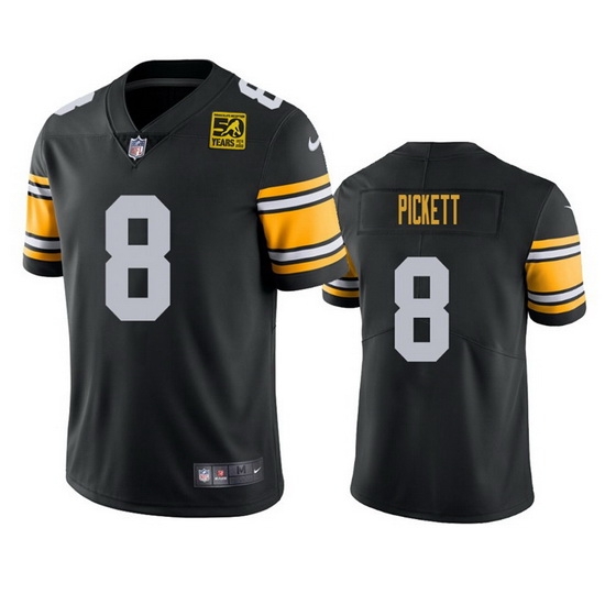Men Pittsburgh Steelers 8 Kenny Pickett Black 2023 50th Anniversary Vapor Untouchable Limited Jersey Men Pittsburgh Steelers 8 Kenny Pickett Black 2023 50th Anniversary Vapor Untouchable Limited Jersey