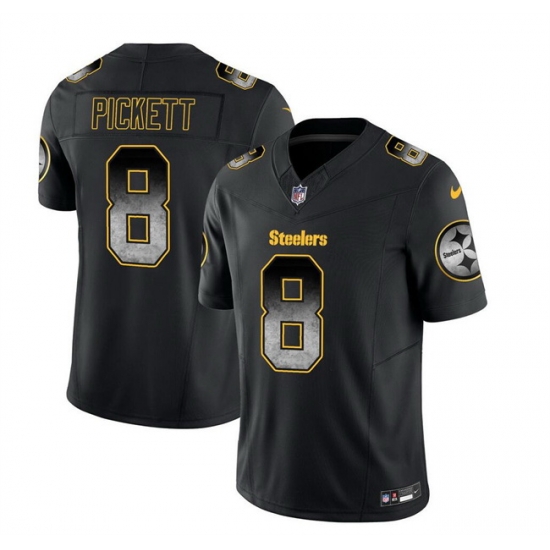 Men Pittsburgh Steelers 8 Kenny Pickett Black 2023 F U S E Smoke Vapor Untouchable Limited Stitched Jersey Men Pittsburgh Steelers 8 Kenny Pickett Black 2023 F U S E Smoke Vapor Untouchable Limited Stitched Jersey