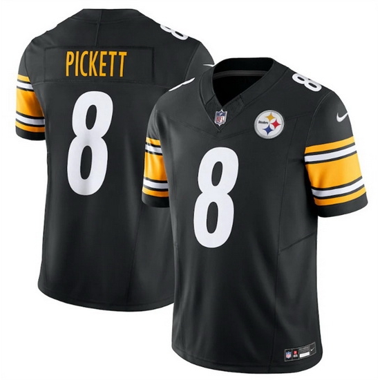 Men Pittsburgh Steelers 8 Kenny Pickett Black 2023 F.U.S.E. Vapor Untouchable Limited Jersey Men Pittsburgh Steelers 8 Kenny Pickett Black 2023 F.U.S.E. Vapor Untouchable Limited Jersey