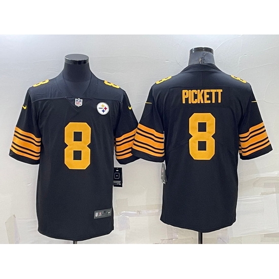 Men Pittsburgh Steelers 8 Kenny Pickett Black Color Rush Stitched Jersey Men Pittsburgh Steelers 8 Kenny Pickett Black Color Rush Stitched Jersey