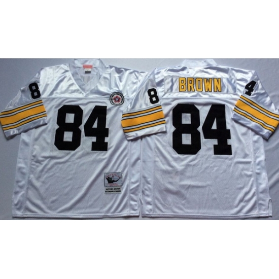 Men Pittsburgh Steelers 84 Antonio Brown White M&N Throwback Jersey Men Pittsburgh Steelers 84 Antonio Brown White M&N Throwback Jersey