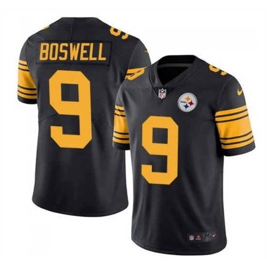 Men Pittsburgh Steelers 9 Chris Boswell Black Vapor Color Rush Stitched Jersey Men Pittsburgh Steelers 9 Chris Boswell Black Vapor Color Rush Stitched Jersey