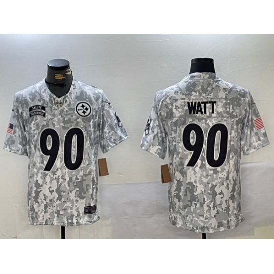 Men Pittsburgh Steelers 90 T J Watt 2024 F U S E Arctic Camo Salute To Service Limited Stitched Football Jersey Men Pittsburgh Steelers 90 T J Watt 2024 F U S E Arctic Camo Salute To Service Limited Stitched Football Jersey