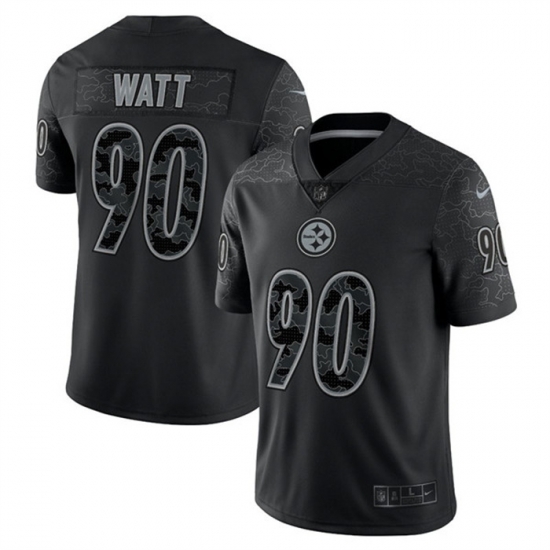 Men Pittsburgh Steelers 90 T J Watt Reflective Limited Stitched Jersey Men Pittsburgh Steelers 90 T J Watt Reflective Limited Stitched Jersey