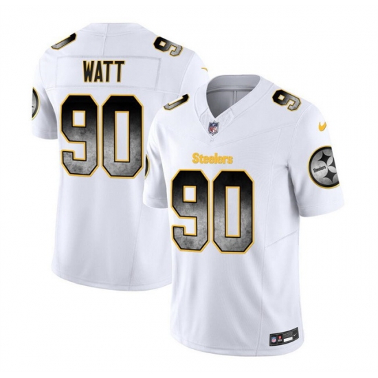 Men Pittsburgh Steelers 90 T J Watt White 2023 F U S E Smoke Vapor Untouchable Limited Stitched Jersey Men Pittsburgh Steelers 90 T J Watt White 2023 F U S E Smoke Vapor Untouchable Limited Stitched Jersey