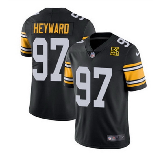 Men Pittsburgh Steelers 97 Cameron Heyward Black 2023 50th Anniversary Vapor Untouchable Limited Jersey Men Pittsburgh Steelers 97 Cameron Heyward Black 2023 50th Anniversary Vapor Untouchable Limited Jersey